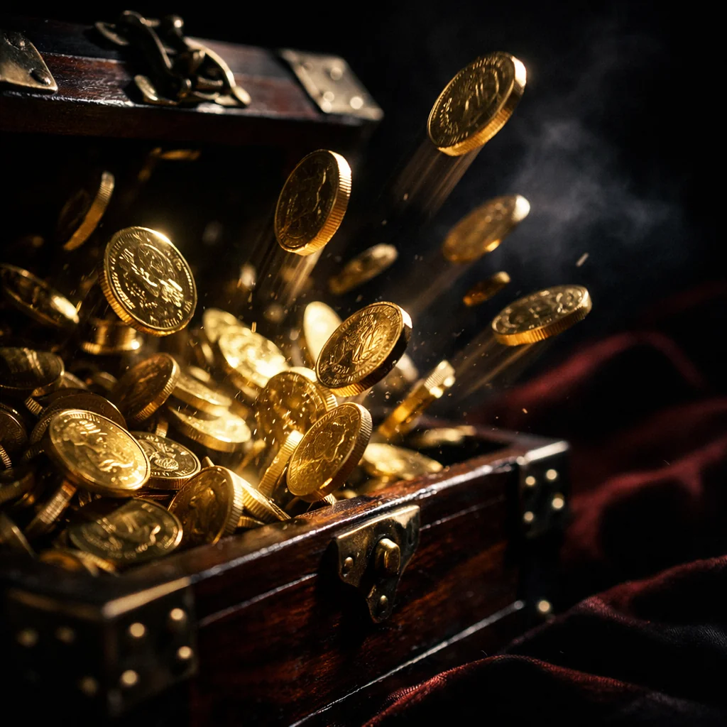 Gouden casino munten vallen op zwarte achtergrond